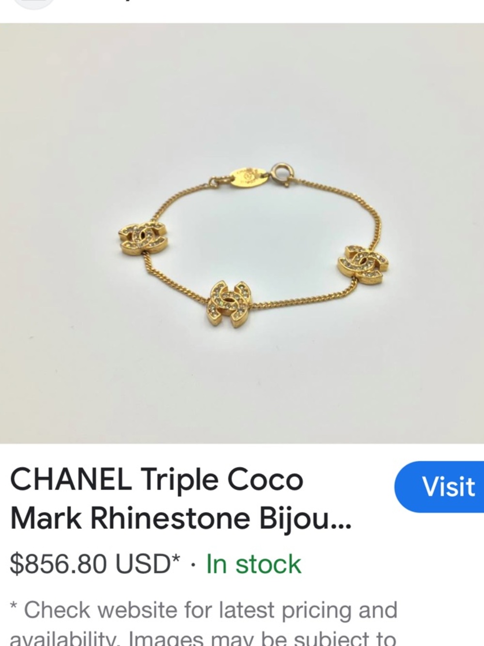 Chanel logo cc crystal gold vintage bracelet - Picture 5 of 5